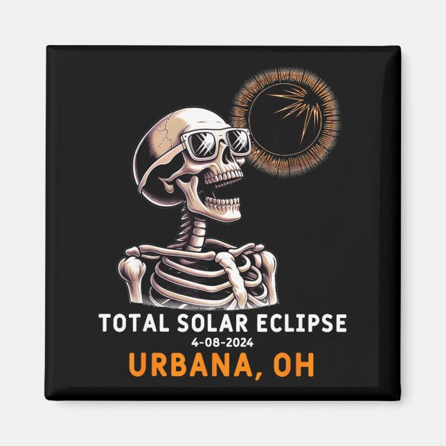 Imán Ilustración de Eclipse Solar Esquelético Urbana Oh (Frente)