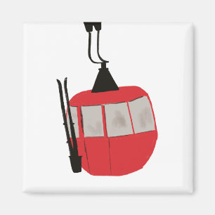 Imán Ilustracion de esquí Red Retro Lift