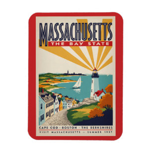 Imán Ilustración de faro de Massachusetts Arte de viaje