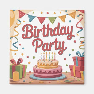 Imán Ilustración de fiesta de cumpleaños festiva con pa