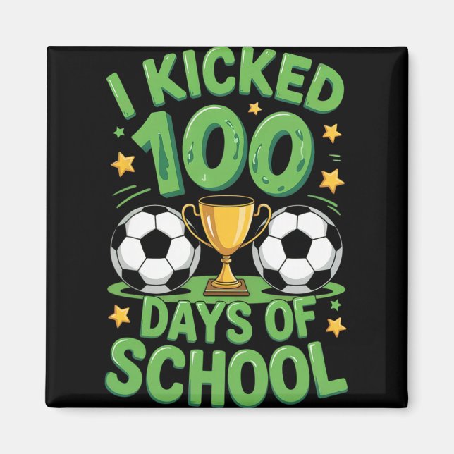 Imán Ilustración de fútbol de 100 días de escuela (Frente)