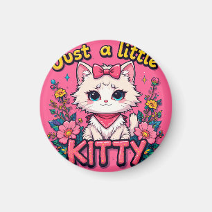 Imán Ilustración de gatito blanco adorable