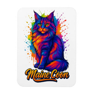 Imán Ilustracion de gato colorido de arte pop de Maine