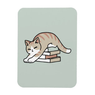 Imán Ilustracion de Gato de Amante de Libros - Curva y