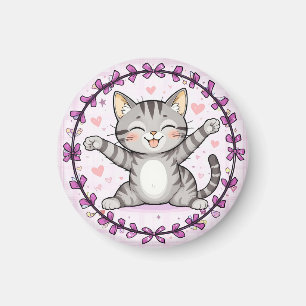 Imán Ilustración de gato de dibujos animados feliz