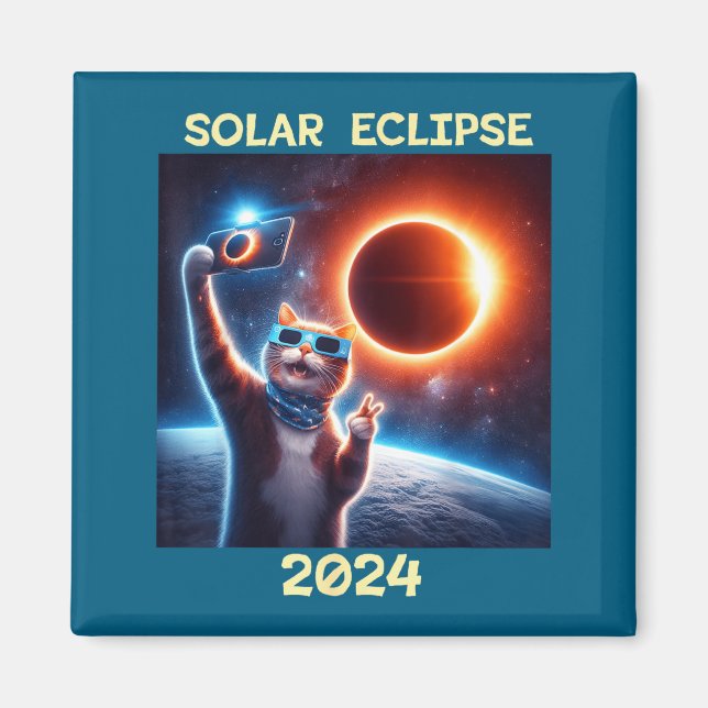 Imán Ilustración de gato de eclipse solar (Frente)