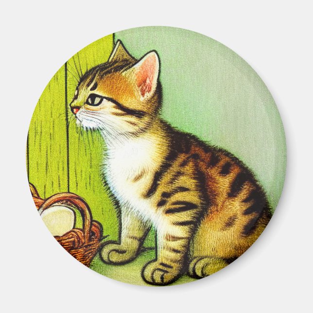 Imán Ilustracion de gato de tabby de época (Frente)