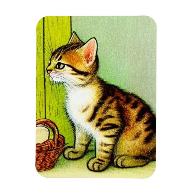 Imán Ilustracion de gato de tabby de época (Vertical)