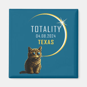 Imán Ilustración de gato del eclipse solar total de Tex