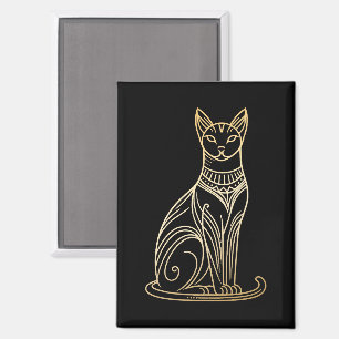 Imán Ilustración de gato dorado para amantes de los gat