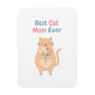Imán Ilustración de gato melocotón lindo sosteniendo fl