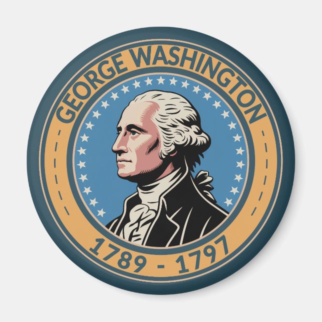 Imán Ilustración de George Washington, presidente de EE (Frente)