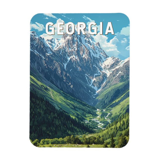 Imán Ilustracion de Georgia Viaje de arte (Vertical)
