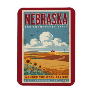 Imán Ilustración de granja de pradera de Nebraska Arte