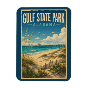 Imán Ilustración de Gulf State Park Alabama Arte de Via