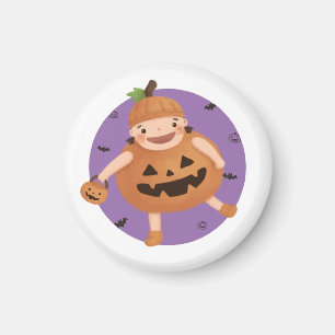 Imán Ilustracion de Halloween: Chica de calabaza