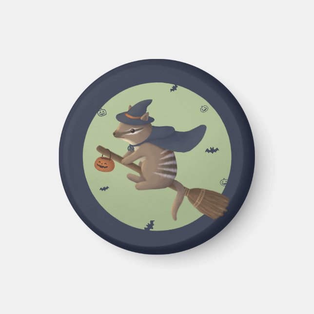 Imán Ilustracion de Halloween: número del asistente (Frente)