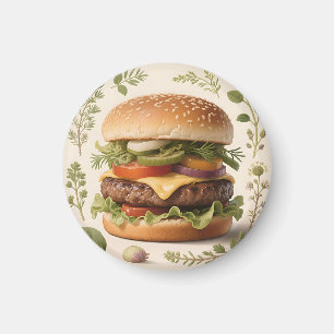 Imán Ilustración de hamburguesa con queso gourmet