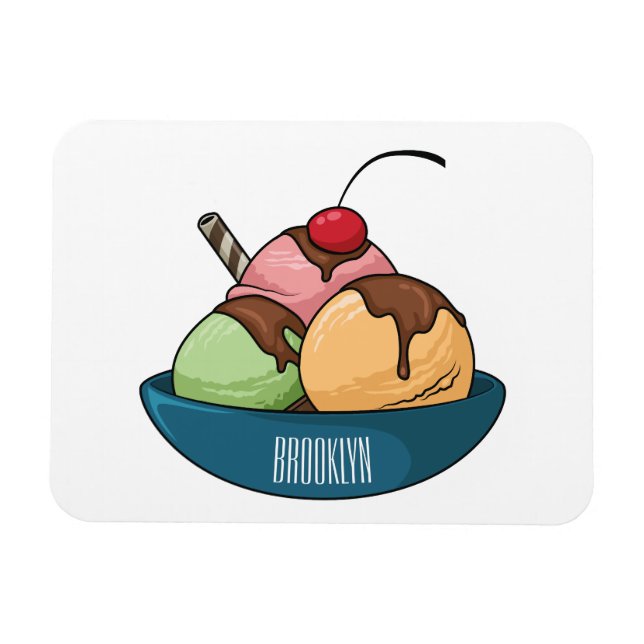 Imán Ilustracion de helado personalizado (Horizontal)