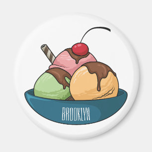 Imán Ilustracion de helado personalizado