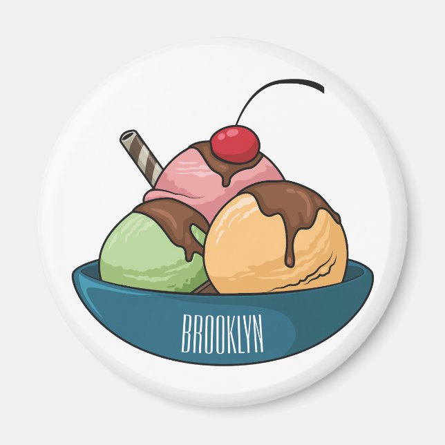 Imán Ilustracion de helado personalizado (Frente)