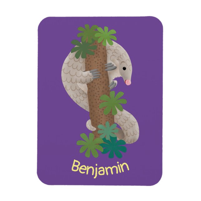 Imán Ilustracion de hormigón de pangolin feliz (Vertical)