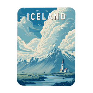 Imán Ilustración de Islandia Arte de Viaje Vintage
