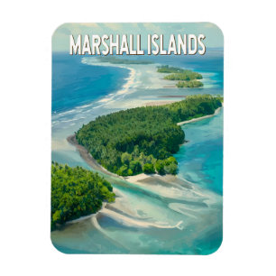 Imán Ilustración de Islas Marshall Arte de Viaje Vintag
