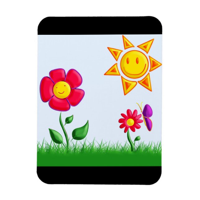 Imán Ilustracion de jardín soleado (Vertical)