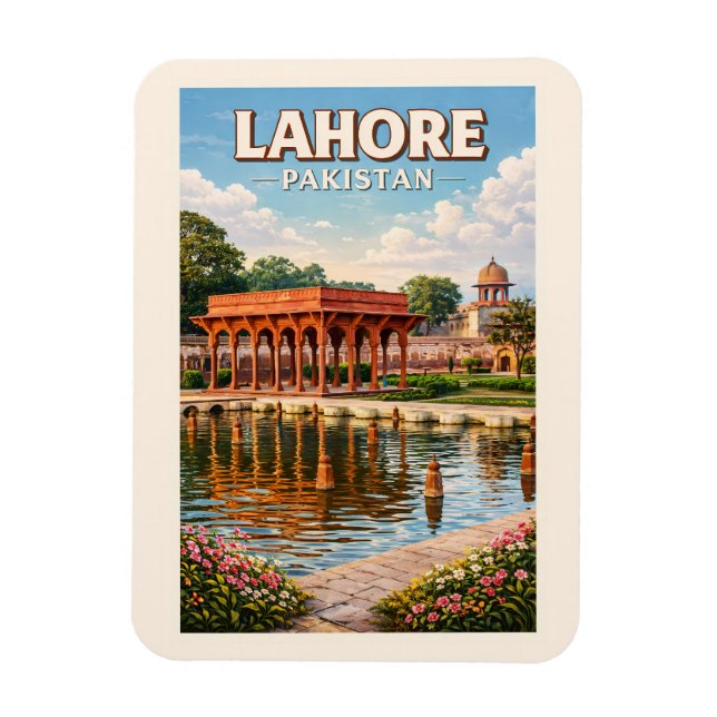 Imán Ilustración de jardines de Lahore Pakistán Arte de (Vertical)