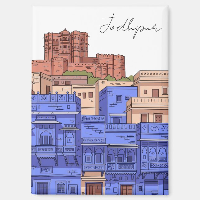 Imán Ilustración de Jodhpur India (Anverso)