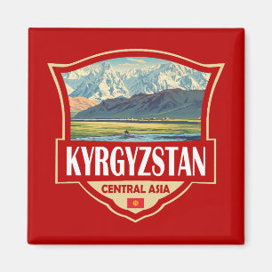 Imán Ilustración de Kirguistán Insignia Retro
