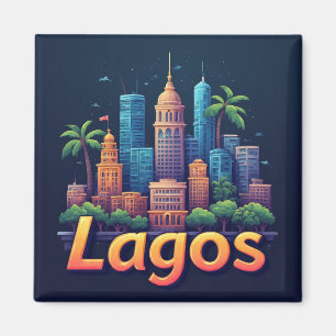 Imán Ilustración de la ciudad costera de Lagos Nigeria