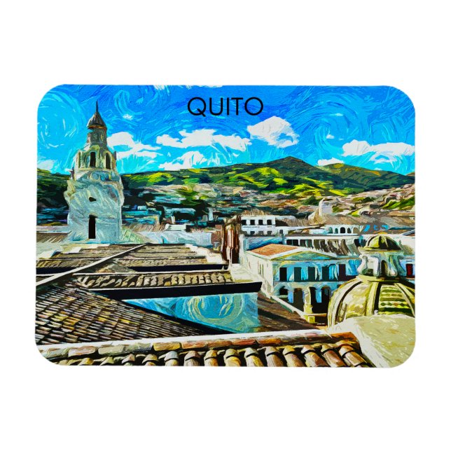 Imán Ilustracion de la ciudad de Quito (Horizontal)