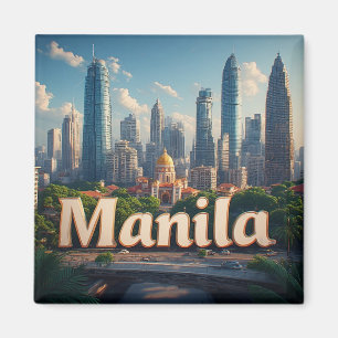 Imán Ilustración de la ciudad tropical de Manila Filipi