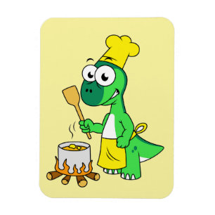 Imán Ilustracion De La Cocina De Los Dinosaurios Parasa