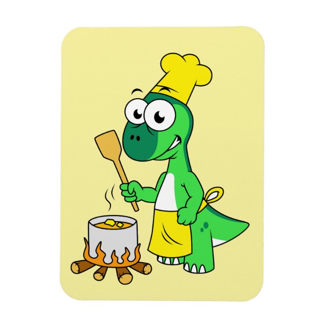 Imán Ilustracion De La Cocina De Los Dinosaurios Parasa (Vertical)