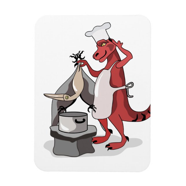 Imán Ilustracion De La Cocina De Un Chef Rex Tirrannosa (Vertical)
