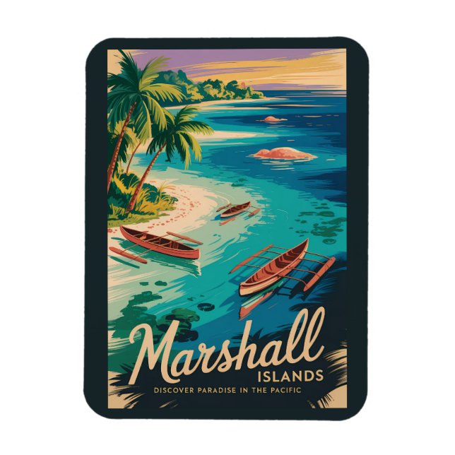 Imán Ilustración de la costa de las Islas Marshall Arte (Vertical)