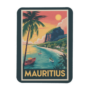 Imán Ilustración de la costa de Mauricio Arte de viaje