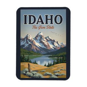 Imán Ilustración de la gama Sawtooth de Idaho Arte de v