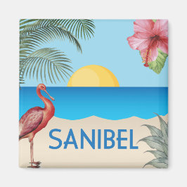 Imán Ilustracion de la isla de Sanibel Florida