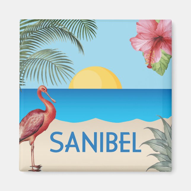 Imán Ilustracion de la isla de Sanibel Florida (Frente)
