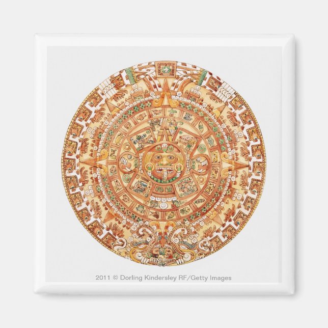 Imán Ilustracion de la piedra solar azteca (Frente)