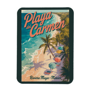 Imán Ilustración de la playa de Playa del Carmen Arte d