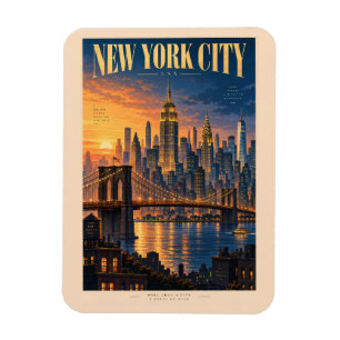 Imán Ilustración de la puesta de sol de la ciudad de Nu