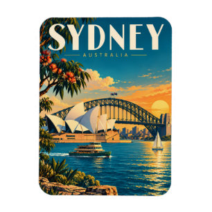 Imán Ilustración de la puesta de sol en Sydney Australi