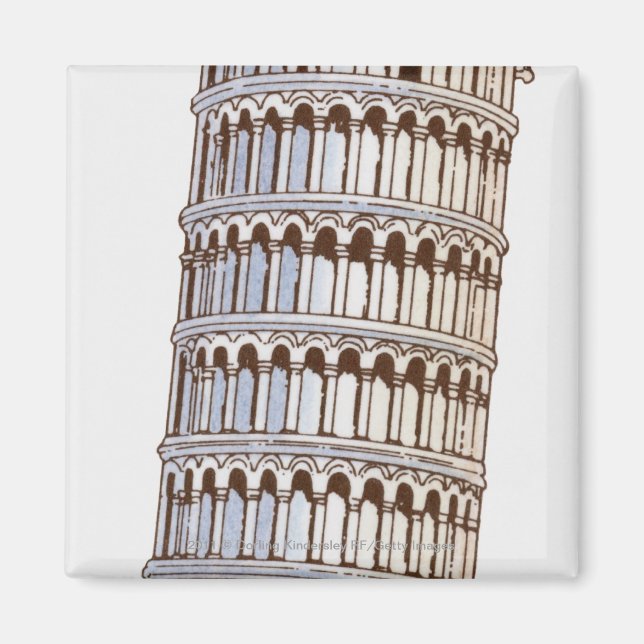 Imán Ilustracion de la Torre de Pisa (Frente)