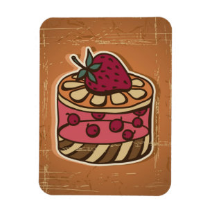 Imán Ilustracion de la torta en estilo retro
