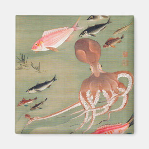 Imán Ilustracion de la vida marina en peces y pulpos